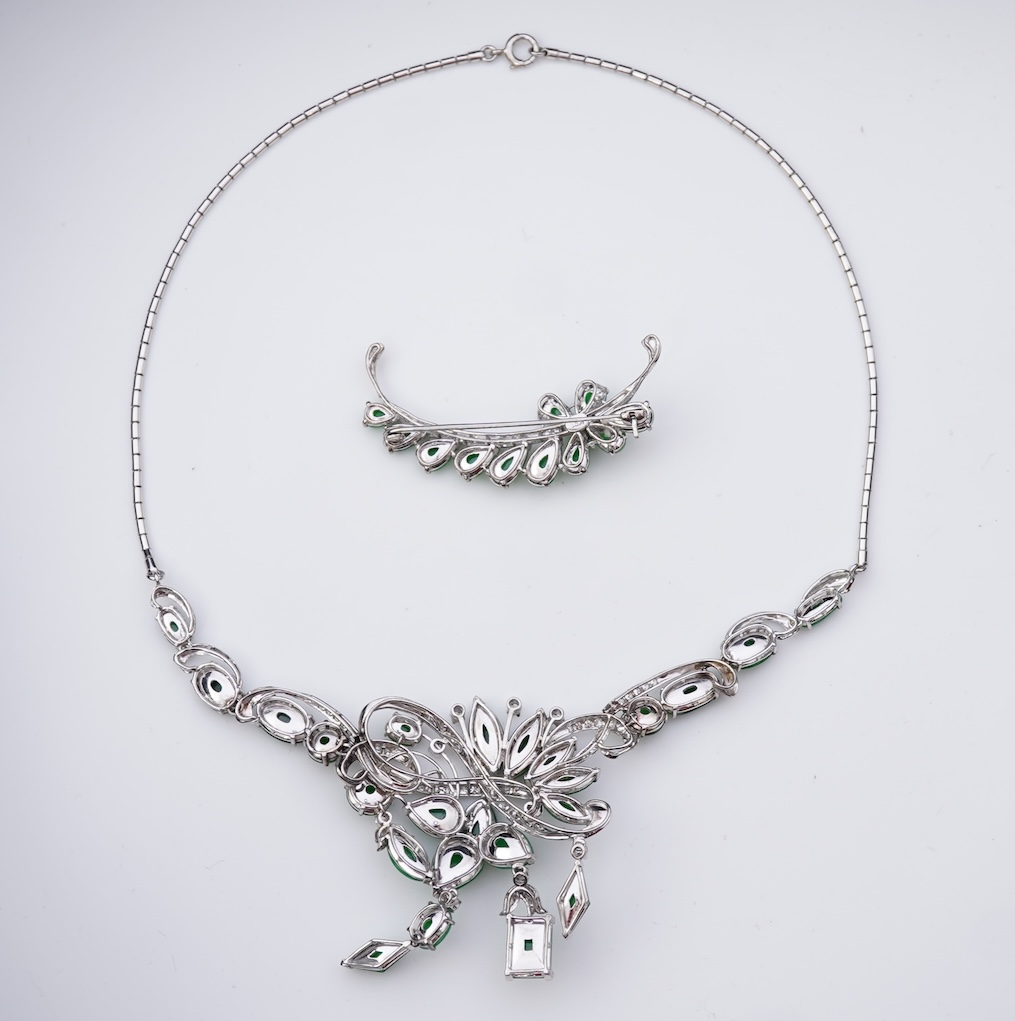 A jadeite and diamond demi-parure, 1960s